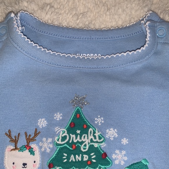 Gymboree 3-6M Bright & Merry Holiday Onesis Blue - Picture 4 of 10
